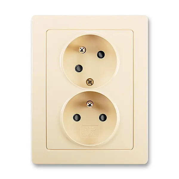 Rychlé Dodání Dvojzásuvka ABB Swing 5513J-C02357 C1 otočený kolík krémová