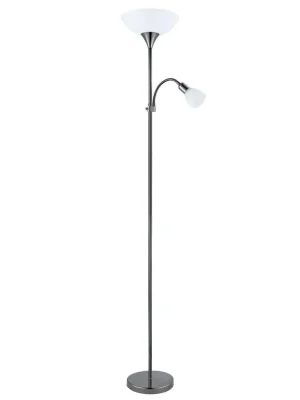 Cenový Hit EGLO SVÍTIDLO 93917 UP 2 1X60W, 1X25W E27, E14-ILLU STOJACÍ, OCEL, ČERNÝ NIKL, PLAST, SKL