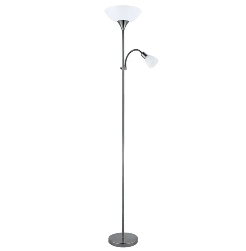 Cenový Hit EGLO SVÍTIDLO 93917 UP 2 1X60W, 1X25W E27, E14-ILLU STOJACÍ, OCEL, ČERNÝ NIKL, PLAST, SKL