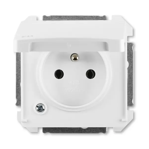 Zásuvka Swing ABB 5518G-A02989 B jednonásobná s clonkami, víčkem IP44 bílá Vysoce Kvalitní