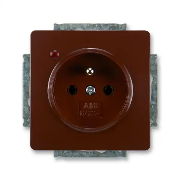Zásuvka ABB Swing 5598G-A02349 H1 jednonásobná s ochranným kolíkem, přepěťovou ochranou hnědá Časově Omezené
