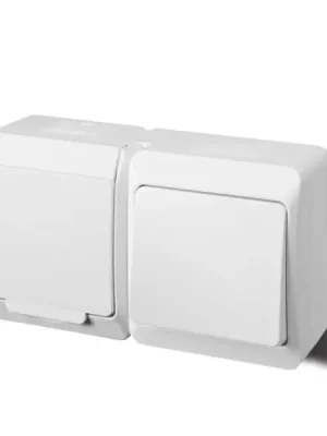 Famatel 5327-12 GALATEA IP44 Přepínač střídavý č.6 + zásuvka (bílá / bílé víčko) Nízká Cena
