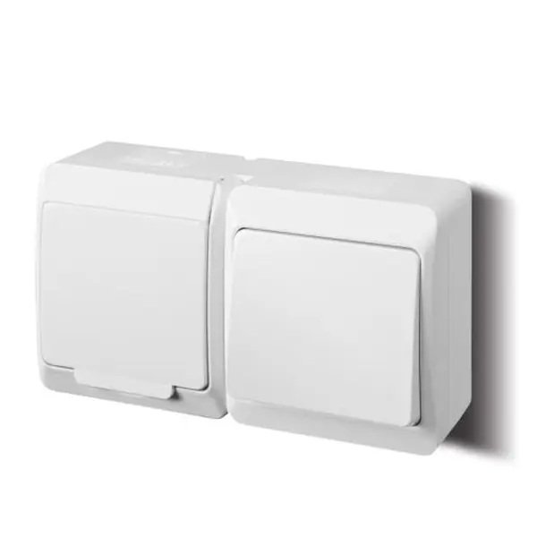 Famatel 5327-12 GALATEA IP44 Přepínač střídavý č.6 + zásuvka (bílá / bílé víčko) Nízká Cena