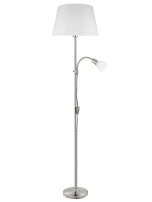 EGLO SVÍTIDLO 95686 CONESA 1X60W,1X40W E27,E14 STOJ., OCEL, MATNÝ NIKL, TEXTIL, SKLO, BÍLÁ Sleva