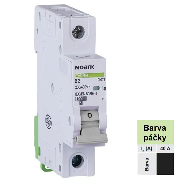 Noark 100372 Ex9BH 1P C40 Instalační jistič 10 kA, charakteristika C, 40 A, 1pól Kup Teď