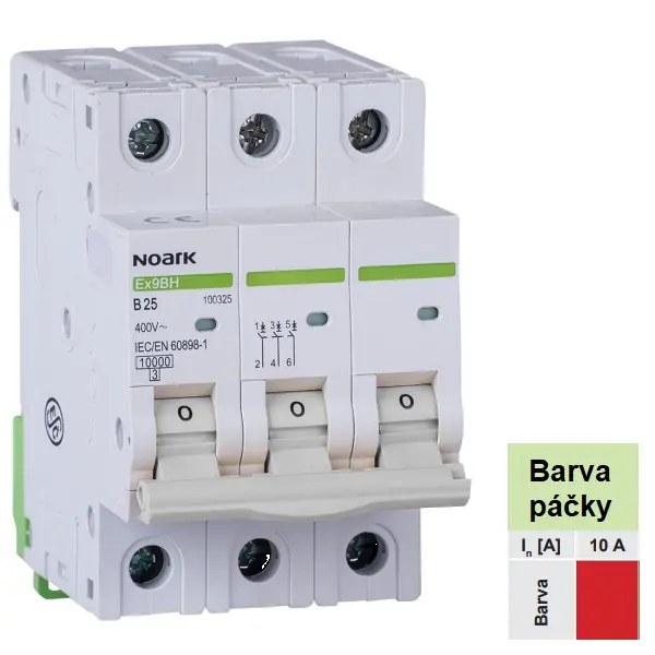 Zlevněný Noark 100411 Ex9BH 3P C10 Instalační jistič 10 kA, charakteristika C, 10 A, 3pól