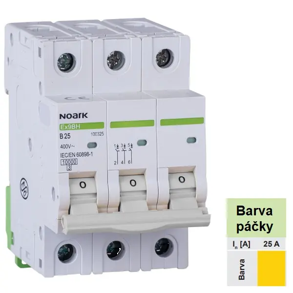 Cenově Výhodný Noark 100415 Ex9BH 3P C25 Instalační jistič 10 kA, charakteristika C, 25 A, 3pól