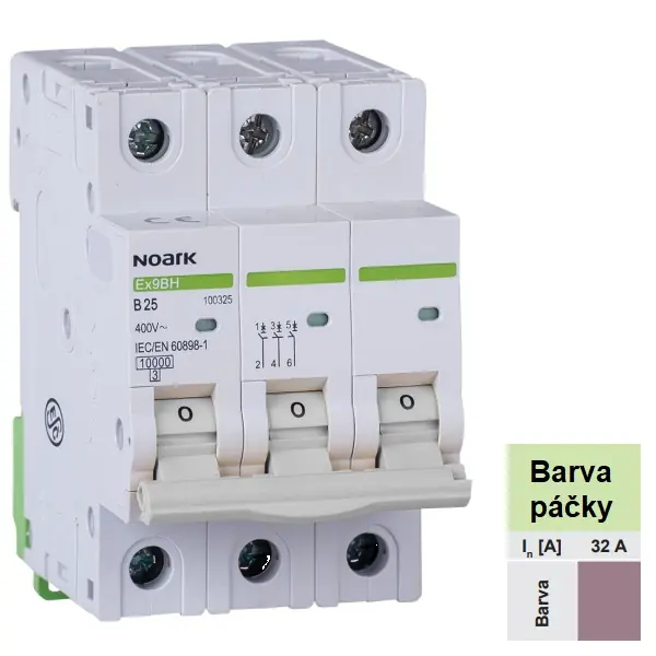 Rychlé Dodání Noark 100416 Ex9BH 3P C32 Instalační jistič 10 kA, charakteristika C, 32 A, 3pól