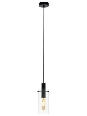 EGLO SVÍTIDLO 97366 MONTEFINO 1X60W E27 ZÁVĚS. OCEL ČERNÁ SKLO ČIRÁ Značkový
