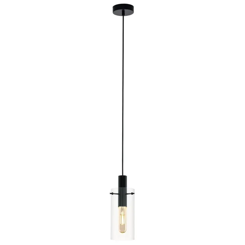 EGLO SVÍTIDLO 97366 MONTEFINO 1X60W E27 ZÁVĚS. OCEL ČERNÁ SKLO ČIRÁ Značkový