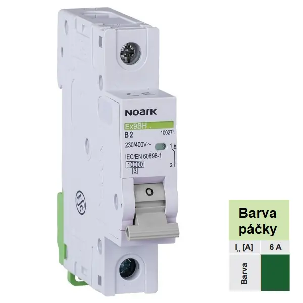 Poslední Šance Noark 100454 Ex9BH 1P D6 Instalační jistič 10 kA, charakteristika D, 6 A, 1pól