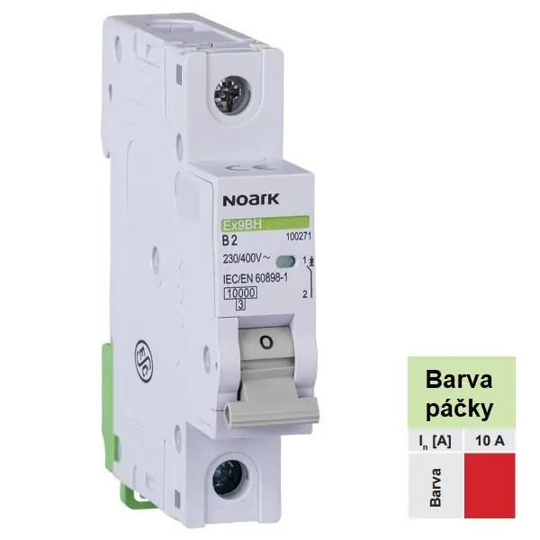 Bezpečná Platba Noark 100456 Ex9BH 1P D10 Instalační jistič 10 kA, charakteristika D, 10 A, 1pól