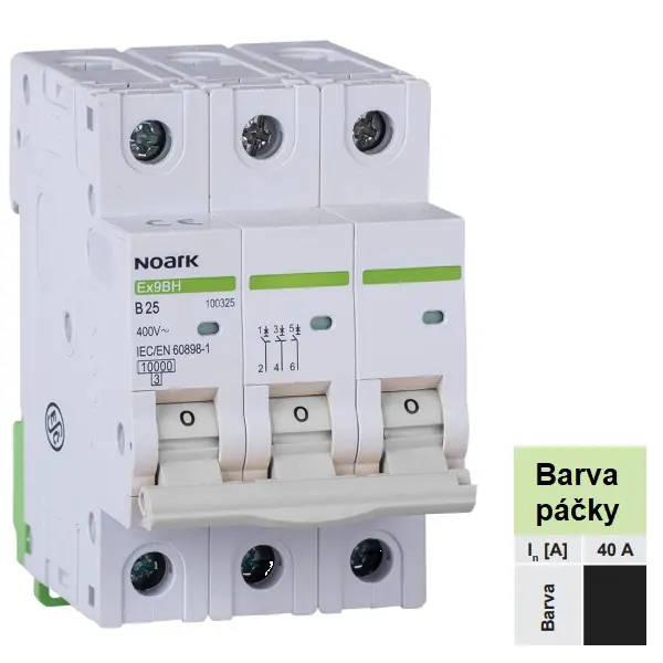 Bezpečná Platba Noark 100507 Ex9BH 3P D40 Instalační jistič 10 kA, charakteristika D, 40 A, 3pól