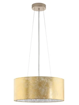 EGLO SVÍTIDLO 97644 VISERBELLA 3X60W E27 ZÁVĚS. CHAMPAGNE TEXTIL ZLATÁ Rychlé Dodání