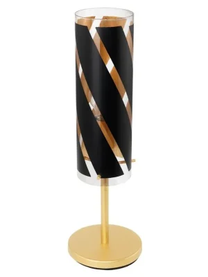Přímo Od Výrobce EGLO SVÍTIDLO 97769 PINTO NERO 1 1X60W E27 STOLNÍ SKLO ČERNÁ ZLATÁ