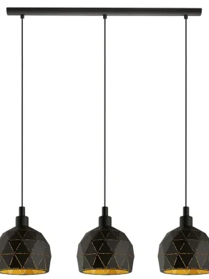 EGLO SVÍTIDLO 97846 ROCCAFORTE 3X40W E27 ZÁVĚS. OCEL ČERNÁ ZLATÁ Originální