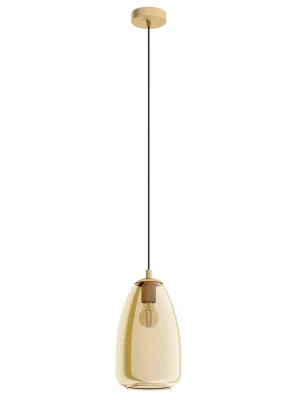 Ověřený EGLO SVÍTIDLO 98648 ALOBRASE 1X40W E27 ZÁVĚS. OCEL KARTÁČ MOSAZ JANTAR