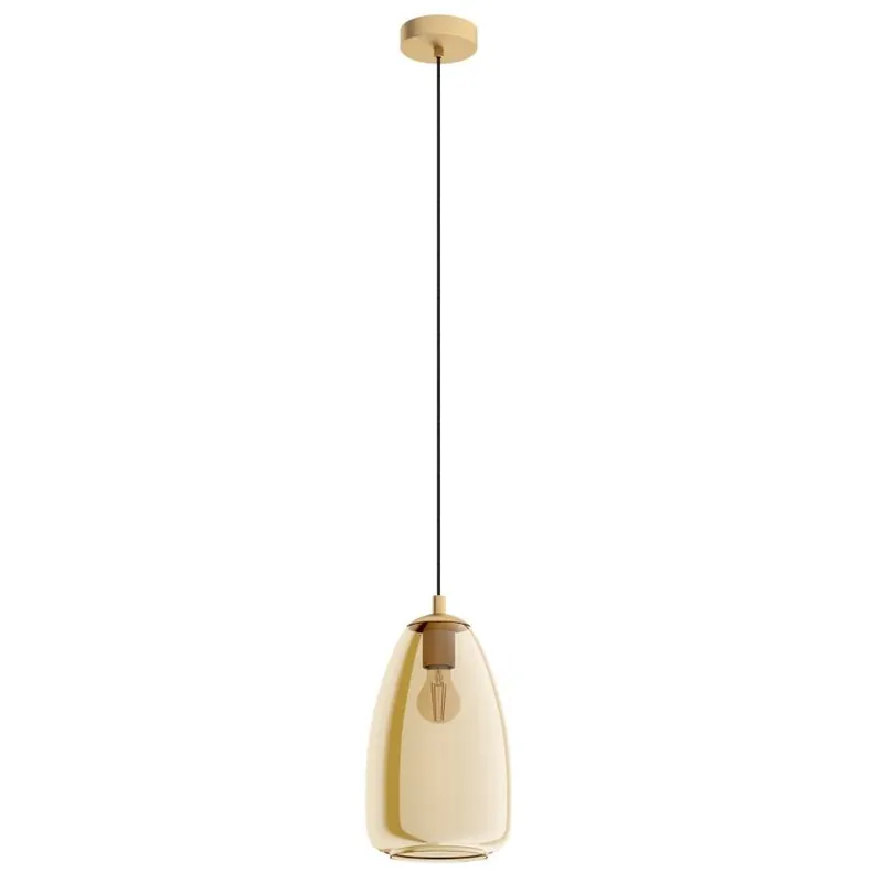 Ověřený EGLO SVÍTIDLO 98648 ALOBRASE 1X40W E27 ZÁVĚS. OCEL KARTÁČ MOSAZ JANTAR