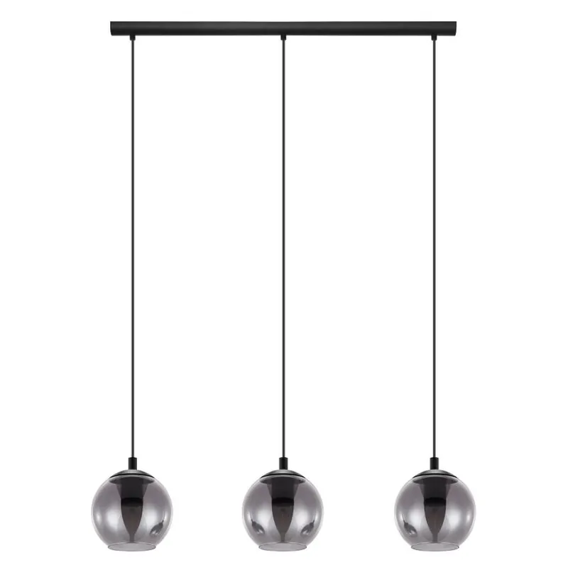 EGLO SVÍTIDLO 98652 ARISCANI 3X40W E27 ZÁVĚS. OCEL ČERNÁ SKLO KOUŘ. Výhodná Nabídka