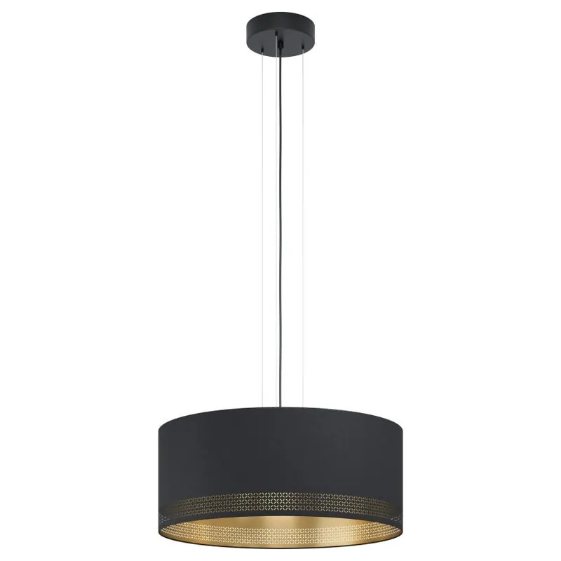 EGLO SVÍTIDLO 99274 ESTEPERRA 3X40W E27 IP20 ZÁVĚS. OCEL, ČERNÁ, TEXTIL, ZLATÁ Horká Nabídka