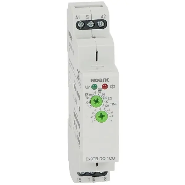 Noark 111731 Ex9TR DO 1CO Jednofunkční časové relé, zpožděný rozběh, 1x přepínací kontakt 16A, 12-240V AC/DC Aktuální