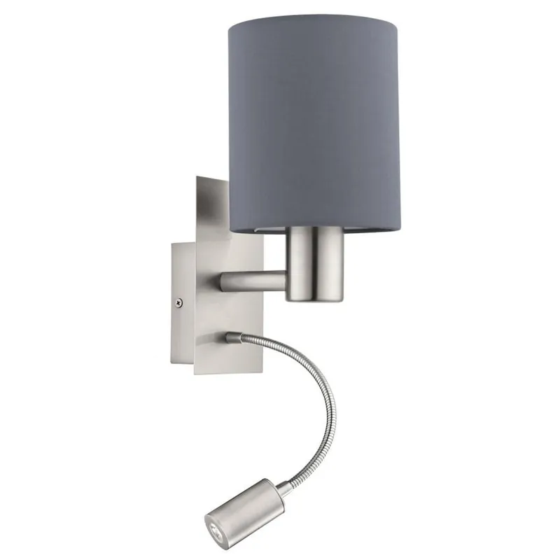 Cenová Bomba EGLO SVÍTIDLO LED 96479 PASTERI 1X40W, 1X3,5W 380LM TEXTIL ŠEDÁ