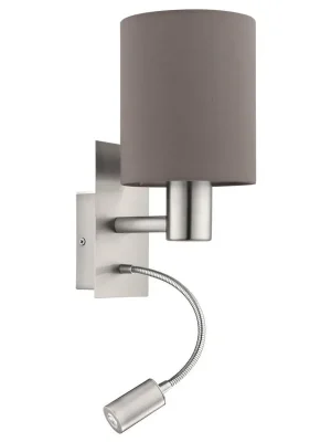 Speciální Cena EGLO SVÍTIDLO LED 96481 PASTERI 1X40W, 1X3,5W 380LM TEXTIL ANTRACITOVO-HNĚDÁ