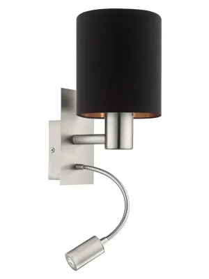 EGLO SVÍTIDLO LED 96483 PASTERI 1X40W 1X3,5W 3000K NÁST. MATNÝ NIKL TEXTIL ČERNÁ MĚĎ Akční Nabídka