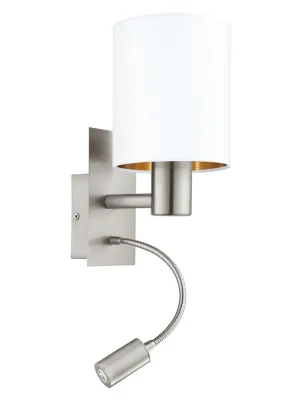 EGLO SVÍTIDLO LED 96484 PASTERI 1X40W 1X3,5W 380LM NÁST. MATNÝ NIKL TEXTIL BÍLÁ, MĚDĚNÁ Pouze Dnes