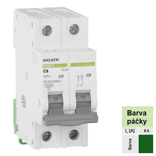 Noark 100379 Ex9BH 1PN C6 Instalační jistič 10 kA, charakteristika C, 6 A, 1+Npól Super Cena