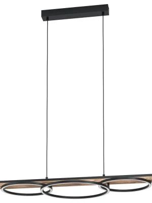 EGLO SVITIDLO LED 99624 BOYAL 2X12,5 1X15,5 3000K 3600/2250LM IP20 ZÁVĚS. OCEL DŘEVO ČERNÁ Akce