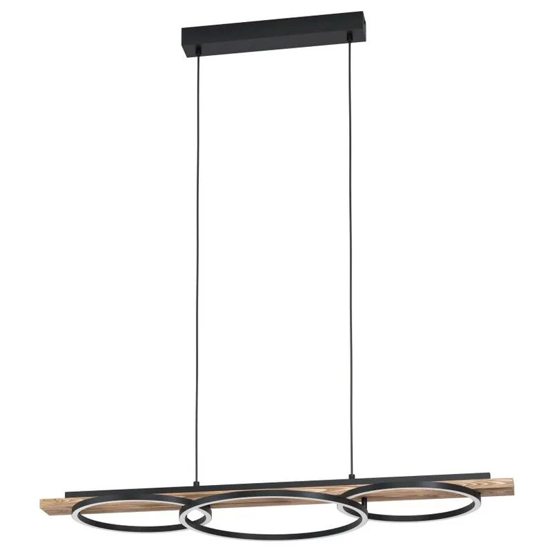EGLO SVITIDLO LED 99624 BOYAL 2X12,5 1X15,5 3000K 3600/2250LM IP20 ZÁVĚS. OCEL DŘEVO ČERNÁ Akce