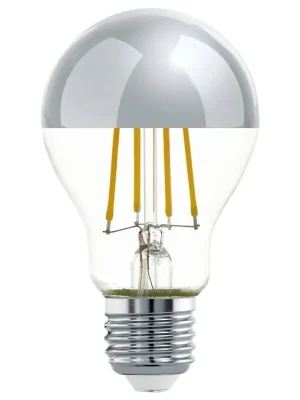 LED žárovka Classic Eglo LEDE27 A60 7.3W (60W) 806 lm 2700K 827 filament čirá stříbrný vrchlík Vrácení Zdarma