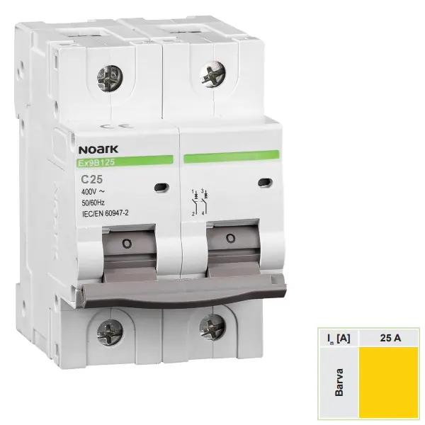 Nakupujte Hned Noark 102756 Ex9B125 2P C25A Instalační jistič 25 kA, charakteristika C, 25 A, 2-pól