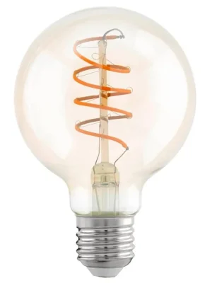 Nová Kolekce LED žárovka globe EGLO G80 E27 4W 270 lm 2200K 822 filament jantarová