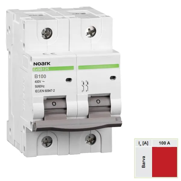 Noark 102762 Ex9B125 2P C100A Instalační jistič 20 kA, charakteristika C, 100 A, 2-pól Levný