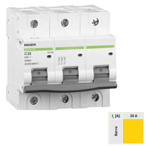 Přímo Od Výrobce Noark 102786 Ex9B125 3P C25A Instalační jistič 25 kA, charakteristika C, 25 A, 3-pól