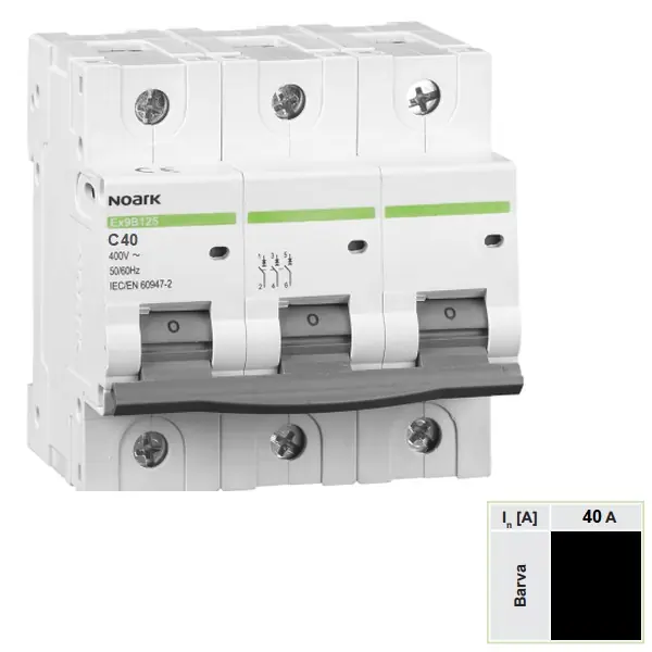 Noark 102788 Ex9B125 3P C40A Instalační jistič 25 kA, charakteristika C, 40 A, 3-pól Nízká Cena