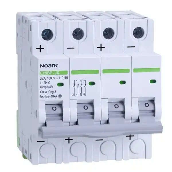 Noark 110118 Ex9BP-JX(+) 4P C63 DC instalační jistič 10 kA, charakteristika C, 63 A, 1000 V DC, 4pól Finální Výprodej