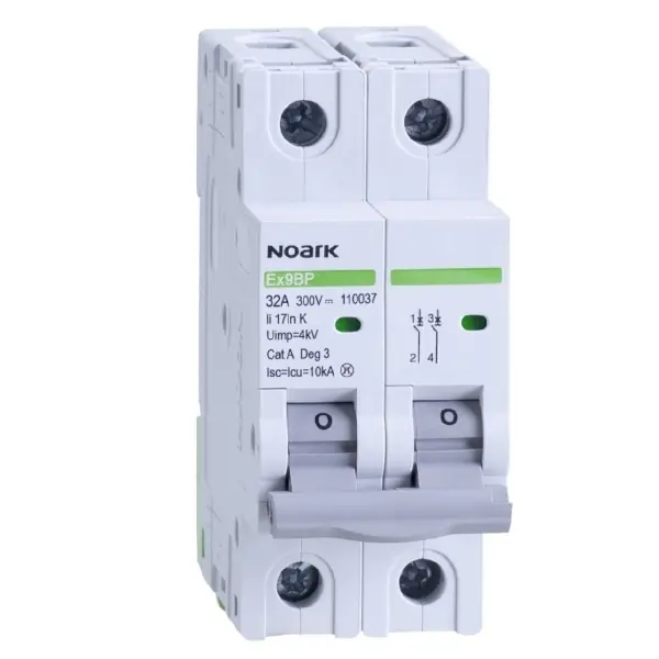 Zlevněný Noark 109984 Ex9BP 2P DC300V C32 DC instalační jistič 10 kA, charakteristika C, 32 A, 300 V DC, 2pól