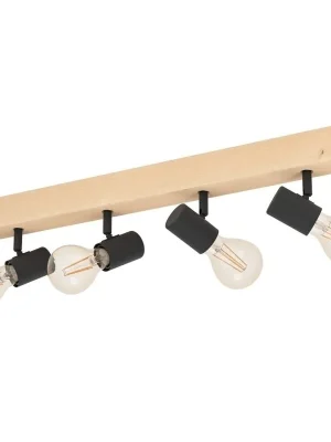 Nová Kolekce Bodové svítidlo EGLO TOWNSHEND 3 4x60W E27 dřevo ocel hnědá černá 99481