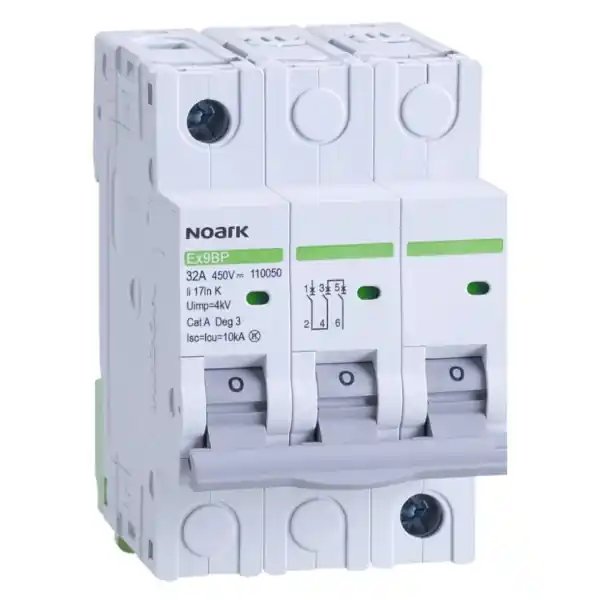 Noark 109995 Ex9BP 3P DC450V C20 DC instalační jistič 10 kA pro PV aplikace, charakteristika C, 20 A, 450 V DC, šířka 3TE Akční Cena