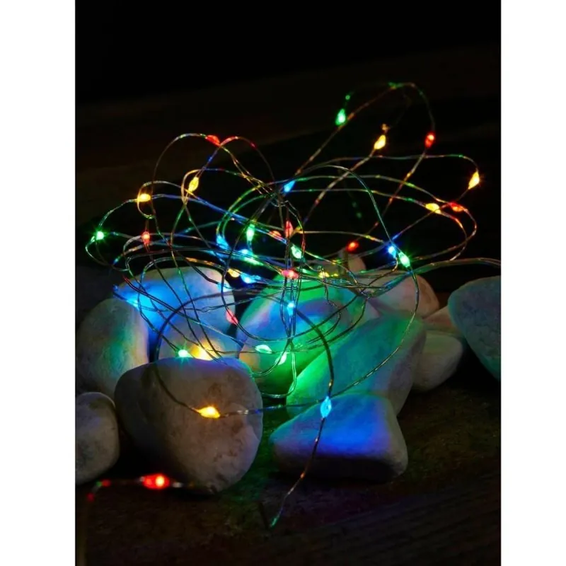 EGLO STAR LED ŘETĚZ 411096 DEW DROP 40X0,06W MULTI-COLOR BAT. 3XAA 400CM IP20 STŘÍBRNÁ Jen Po Omezenou Doba