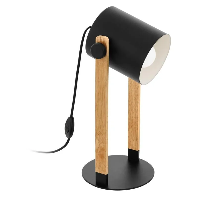 EGLO SVÍTIDLO 43047 HORNWOOD 1X28W E27 STOLN. OCEL ČERNÁ, KRÉMOVÁ Nová Kolekce