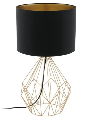 Speciální Cena EGLO SVÍTIDLO 95185 PEDREGAL 1 1X60W E27 IP20 STOLNÍ MĚĎ TEXTIL ČERNÁ