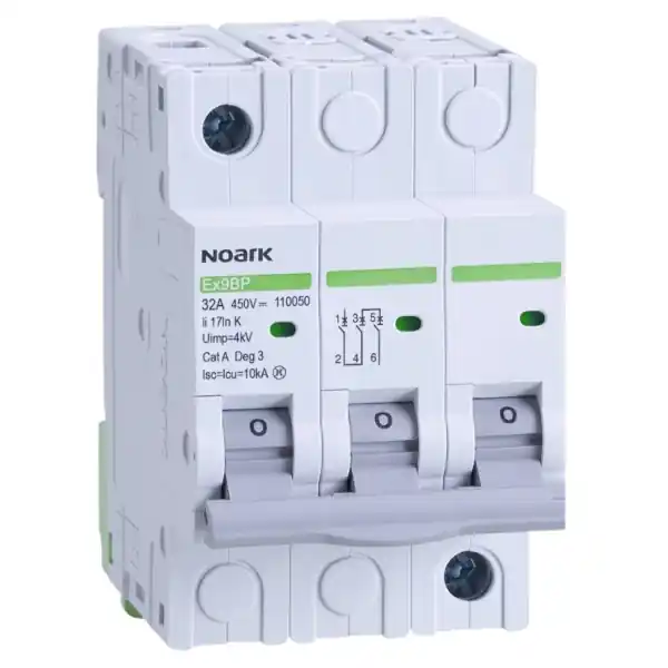 Noark 110050 Ex9BP 3P DC450V K32 DC instalační jistič 10 kA pro PV aplikace, charakteristika K, 32 A, 450 V DC, šířka 3TE Koupit Online