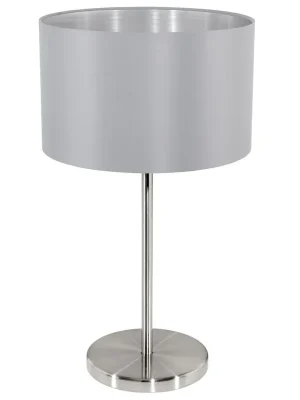 Hit Sezóny MASERLO 31628, STOLNÍ LAMPA, MATNÝ NIKL/ŠEDÁ/STŘÍBRNÁ, E27