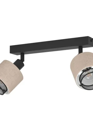 Hit Sezóny Bodové svítidlo EGLO ROSLEY 2xE14 ocel černá textil len přírodní 43657