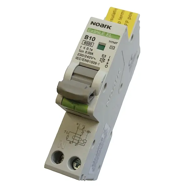 Noark 111147 Ex9NLE EL 1PN B10 30mA Jednomodulový Elektronický proud. chránič s nadpr. ochr., Icn=6kA, 1+Npól, char. B, In=10A, I?n=30mA, typ AC Nejlepší Volba