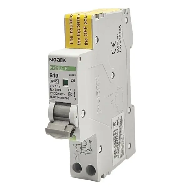 Aktuální Noark 111161 Ex9NLE EL 1PN B10 30mA A Jednomodulový Elektronický proud. chránič s nadpr. ochr., Icn=6kA, 1+Npól, char. B, In=10A, I?n=30mA, typ A